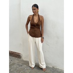 top cuello halter romántico